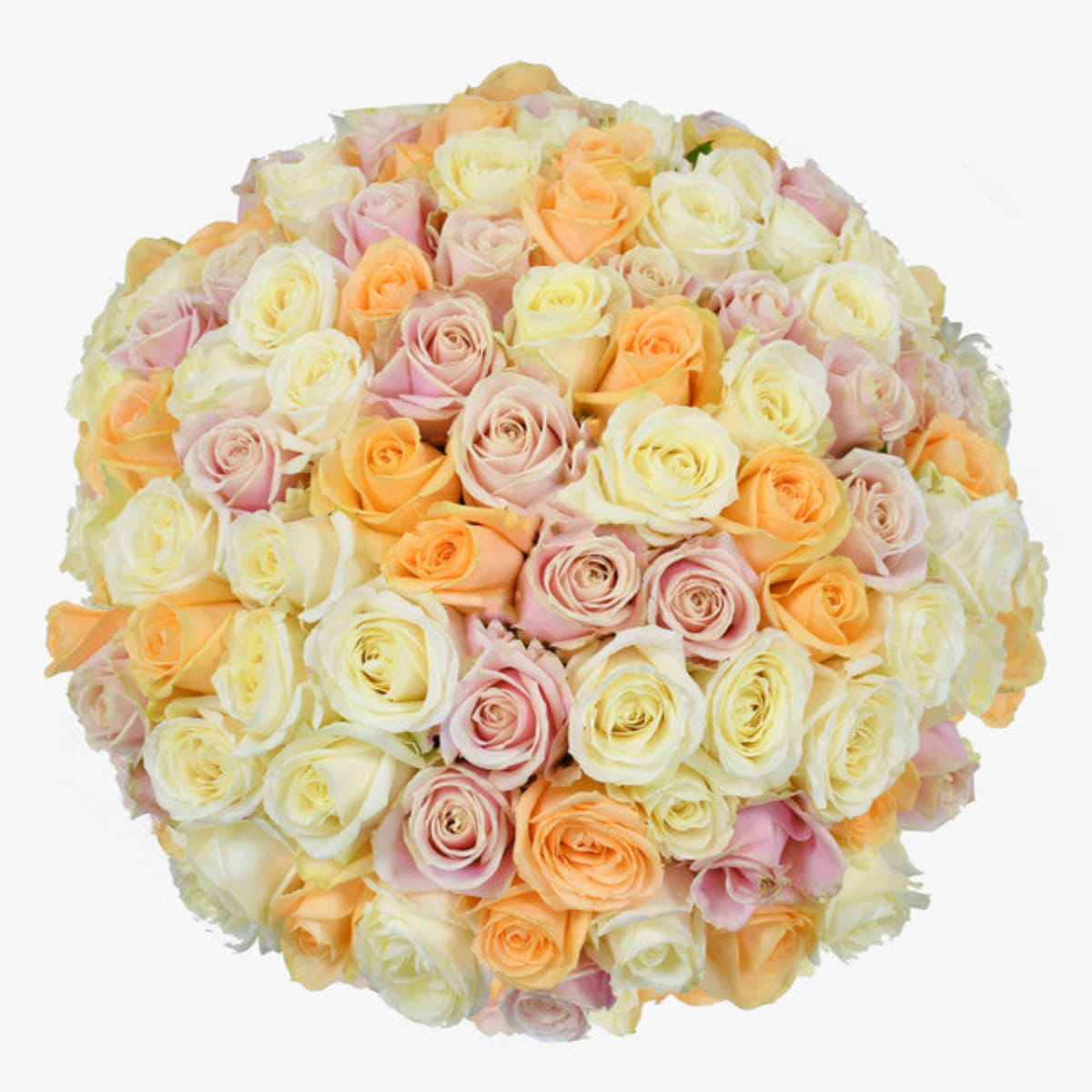 pastel beauties luxury flower bouquet by Moyses Stevens UAE featuring Roses in shades of White, Peach, and Pink