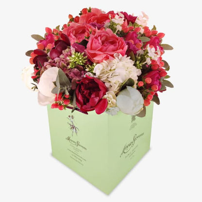 Cherry Burst luxury flower bouquet by Moyses Stevens UAE featuring peonies, a deluxe selection of hydrangeas, hypericum berries, phlox and a selection of British farmed foliage.