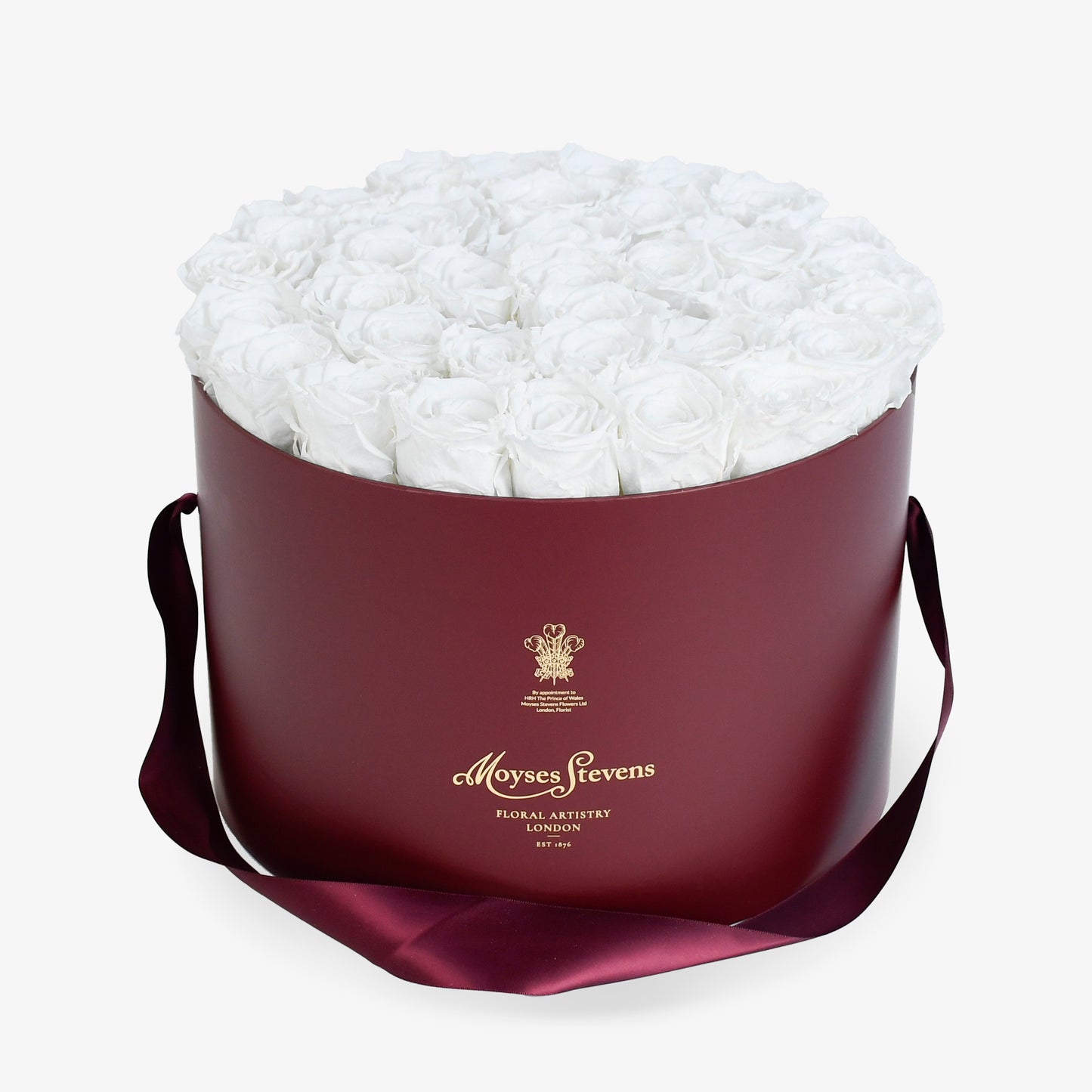 Preserved White Roses Hatbox