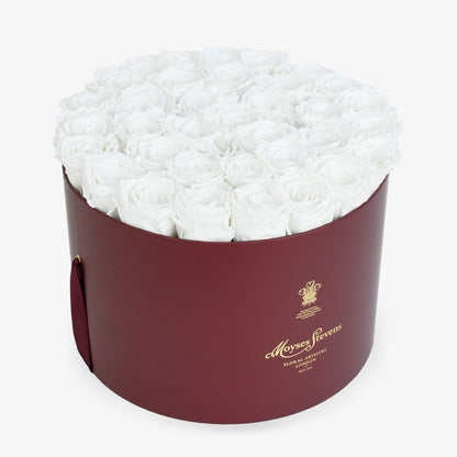 Preserved White Roses Hatbox