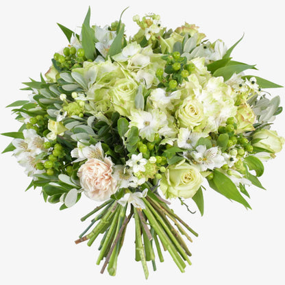 Elegance luxury flower bouquet by Moyses Stevens UAE featuring white roses and hydrangeas