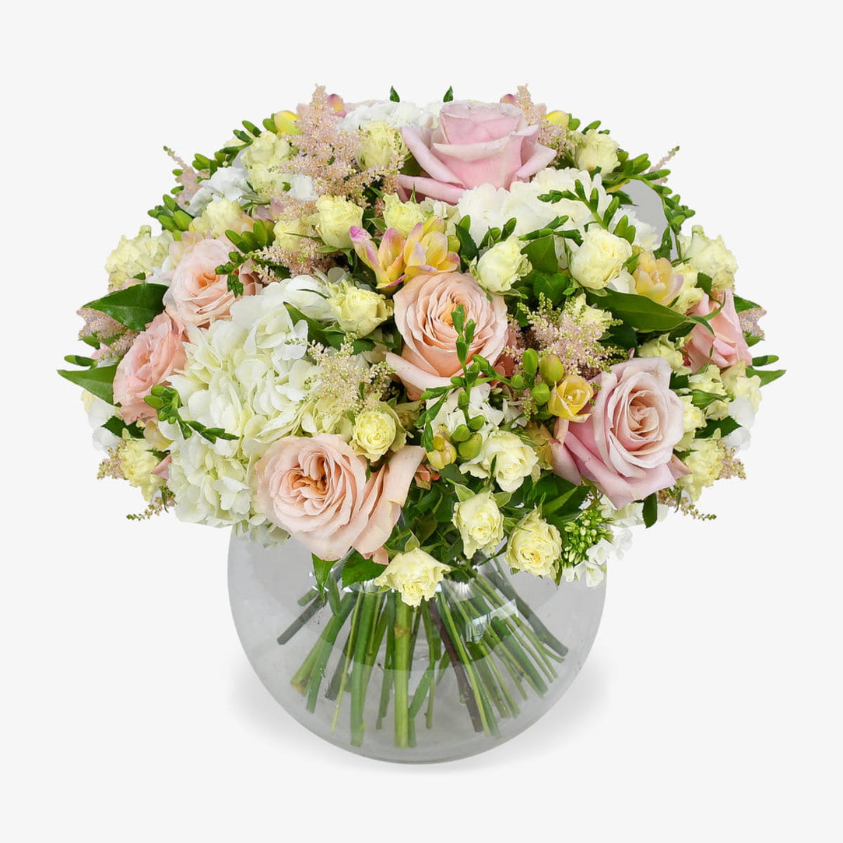 Melody luxury flower bouquet by Moyses Stevens UAE featuring Soft pastel pinks paired with crisp white blooms