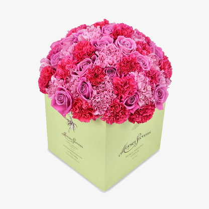 pink panther luxury flower bouquet by Moyses Stevens UAE featuring Pink Carnations, Hot Pink Carnations, Hot Pink Roses